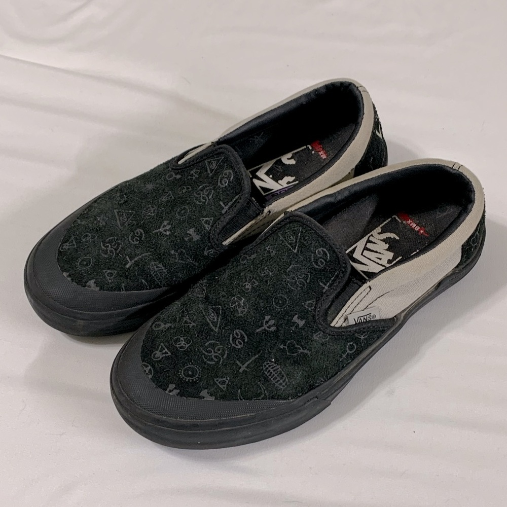 Vans Black & White Slip-On Athletic Shoes